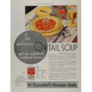  1934 Ad Campbells Ox Tail Soup Bowl Lunch Place Mat 