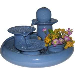  Table Fountains ~ Blue Ceramic Tabletop Water Fountain 