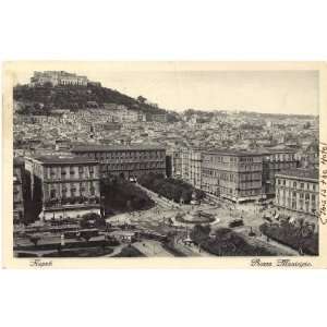   1920s Vintage Postcard Piazza Municipio Naples Italy 