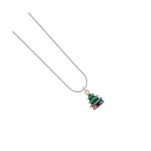  Enamel Christmas Tree Snake Chain Charm Necklace Arts 