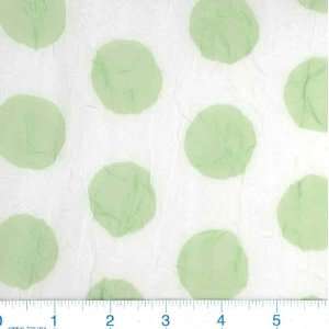  52 Wide Crinkled Sheer White/Light Green Polka Dot 
