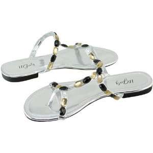  Black and Gold Ladies Jewel Sandals