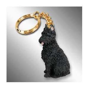  Bouvier Des Flandres Dog Keychain   Cropped Ears