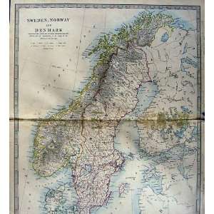  C1868 Map Sweden Norway Denmark Gottland Baltic Sea