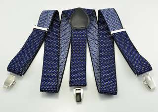 black blue white mens braces Elastic Y Black clip on Suspenders new 