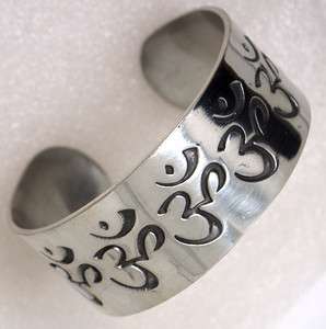 Om Aum Indian Hinduism Buddhism Bangle/Wristband/Cuff/Bracelet Silver 