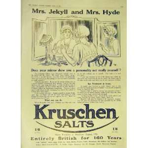 Kruschen Salts Jekyll Hyde Advert Old Print 1916 