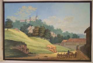 German Gouache Landscape 1750 Huysburg Halberstadt  