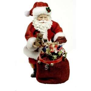  Kurt Adler Fabriche 13 Inch Musical Santa with Teddy Bear 