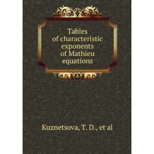  exponents of Mathieu equations T. D., et al Kuznetsova Books