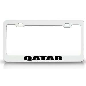 QATAR Country Steel Auto License Plate Frame Tag Holder White/Black