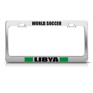 Libya Libyan Flag World Soccer Metal license plate frame Tag Holder