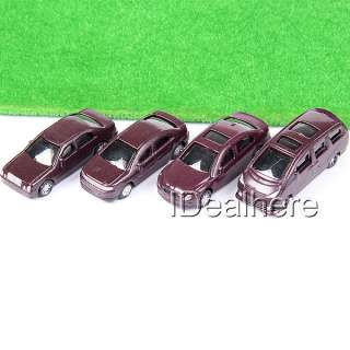 4x 1100 Scale Model Car Vehicle Toy Mixed Style Claret  