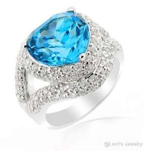 LenYa Specials, Glamorous Design Womens AAA Grade Heart Blue Topaz 