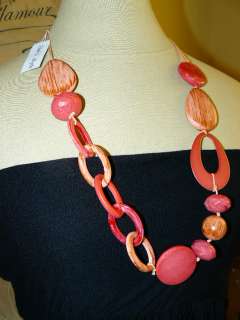 ETHEL & MYRTLE Chunky CHIC CORAL BEADED Long Necklace  