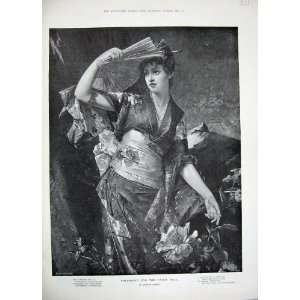   1889 Kiesel Fine Art Beautiful Woman Fancy Dress Ball