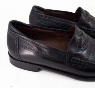 83U MENS NICE E.T. Wright Black SOLID Leather ITALIAN Penny Loafers Sz 