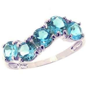   Gold Round Gemstone Squiggle Stackable Ring Swiss Blue Topaz, size6.5