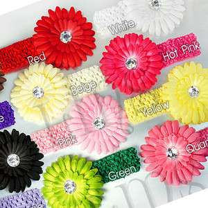 Infant toddler baby girl daisy flower crochet headband  
