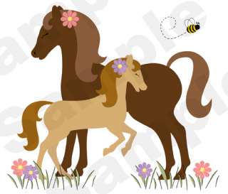 HORSES PONY COLT BARNYARD FARM COWGIRL NURSERY GIRL WALL MURAL 