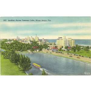  1940s Vintage Postcard View across Pancoast Lake   Miami Beach 