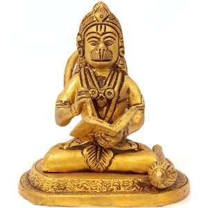 Lord Hanuman Scripting the Glory of Shri Rama Katha   Brass Sculpture 