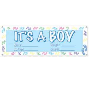 Its A Boy Sign Banner 63 x 21 Baby Shower Party  