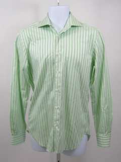 ZARA MAN Mens Green Stripe Button Front Shirt Top 14  