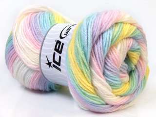 Lot of 4 x 100gr Skeins ICE MAGIC BABY Hand Knitting Yarn Pastel 