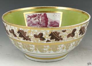 Antique English Hand Painted Gilt Porcelain Bowl c.1820  