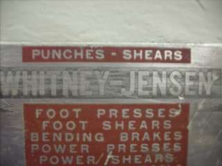WHITNEY   JENSEN Model# 34 Punch Press / Dies & Tooling  