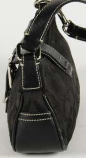 Coach Black Signature Canvas Demi Baguette Shoulder Bag Handbag Purse 