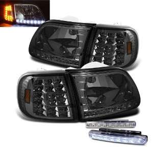   97 02 Expedition Smoked LED Head Lights + LED Bumper Fog Lamp Pair Set
