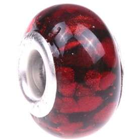 5pcs red with foil lamowork for European bracelet bead charm 8N4 
