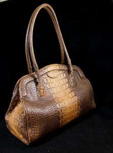 Brahmin Toasted Almond Brown Croc Leather Tote Handbag, Amazing 