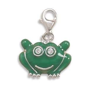  Enamel and CZ Frog Charm with Lobster Clasp Jewelry