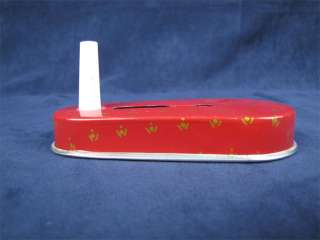 Vintage Tin Noisemaker Red Banjo Design Litho Plastic  