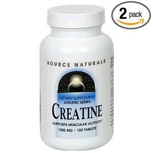  Source Naturals Creatine 1000mg, 100 Tablets (Pack of 2 