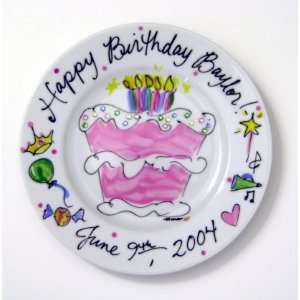   Hand Painted Plate, Birthday Cake Girl