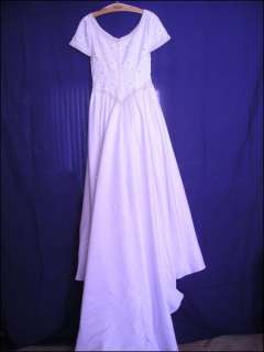 Size 12 Pearled Bodice White Wedding Dress w Train  