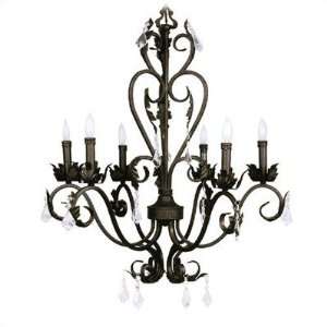 Barcelona 6 Light Chandelier with Crystal Drops Finish Burnished Gold