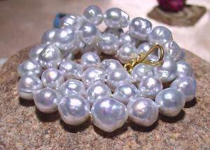GORGEOUS 22K SOUTH SEA 9 12mm WHITE PEARL NECKLACE 21.5  