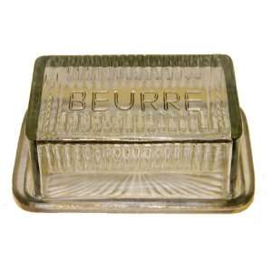  French Style BEURRE(Butter) Glass Butter Dish Everything 