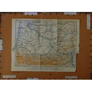  MAP 1914 FRANCE BORDEAUX TOULOUSE BAYONNE BEZIERS