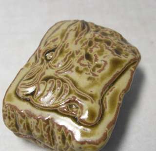    Japanese KYOTO pottery ware incense case KOGO of tiger face  