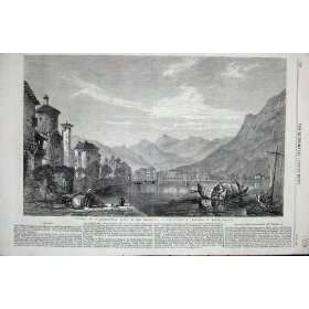  View Lugano Canton Tessin Italy 1865 Ticino Mountains