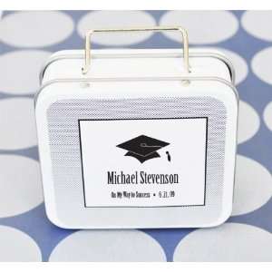 Wedding Favors Hats off to You Personalized Graduation Suitcase Tins 