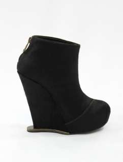 600 BCBG Max Azria Mendel Pony Hair Black Wedge Ankle Bootie Boots 