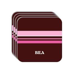 Personal Name Gift   BILA Set of 4 Mini Mousepad Coasters (pink 