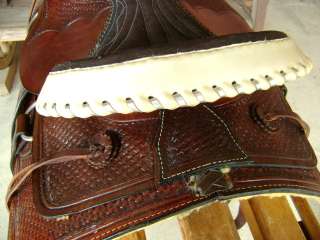 16 WESTERN BEAR TRAP ROPER ROPING COWBOY RANCH SADDLE, ALL LEATHER 